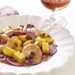 Caramelized Mango with Crispy Serrano Ham and Jumbo Shrimp